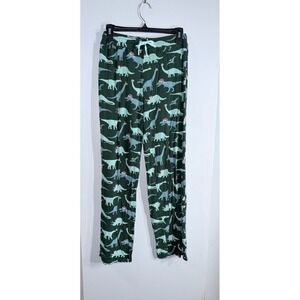 Kickee pants Dinosaur green Pajama Pants Santa Hats women's medium bamboo
